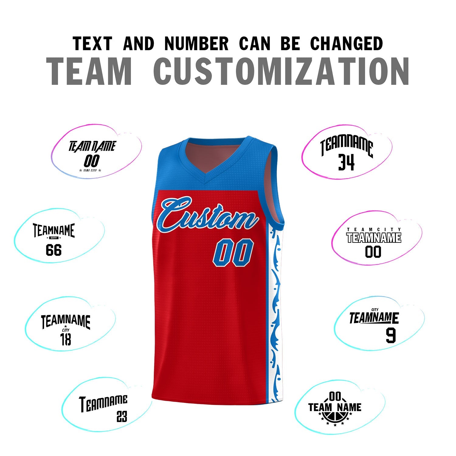 Custom Red Side Pattern Sports Uniform Basketball Jersey