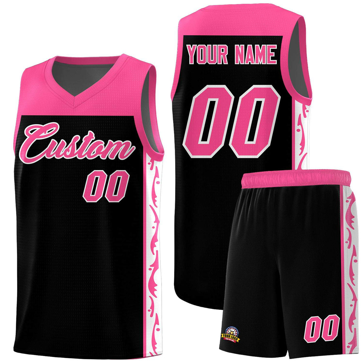 Custom Black Side Pattern Sports Uniform Basketball Jersey