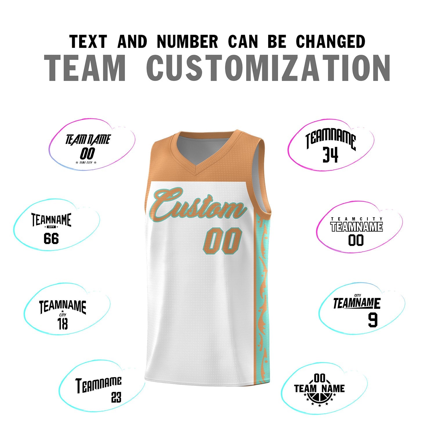 Custom White Side Pattern Sports Uniform Basketball Jersey
