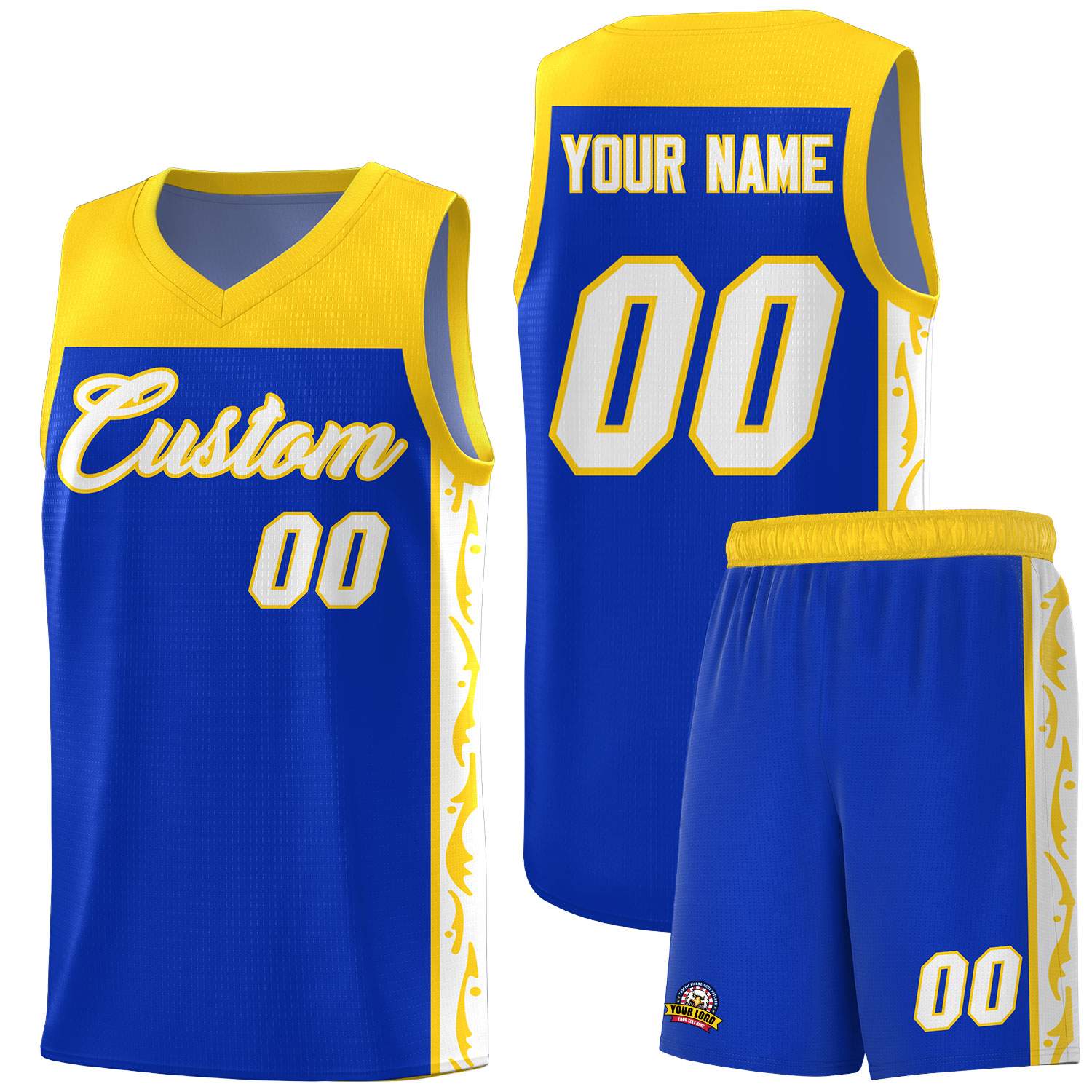 Custom Royal Side Pattern Sports Uniform Basketball Jersey