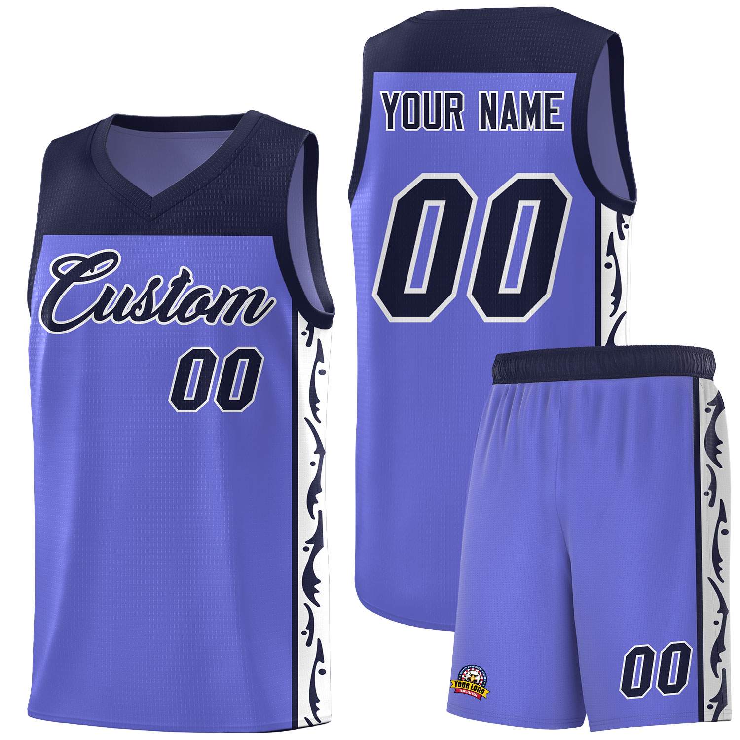 Custom Purple Side Pattern Sports Uniform Basketball Jersey