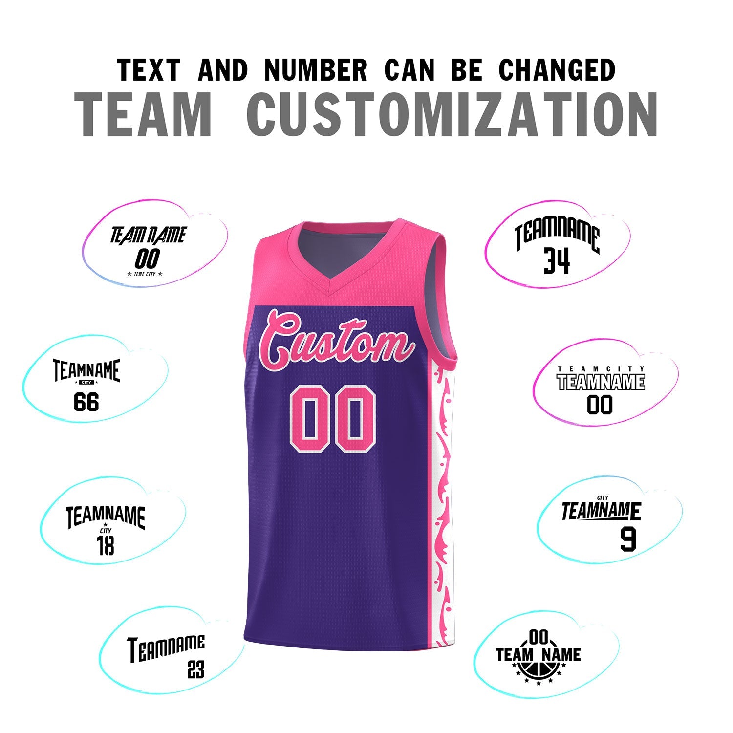 Custom Purple Side Pattern Sports Uniform Basketball Jersey
