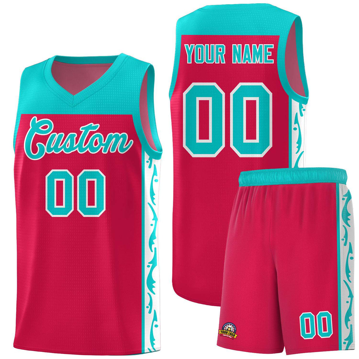 Custom Red Side Pattern Sports Uniform Basketball Jersey