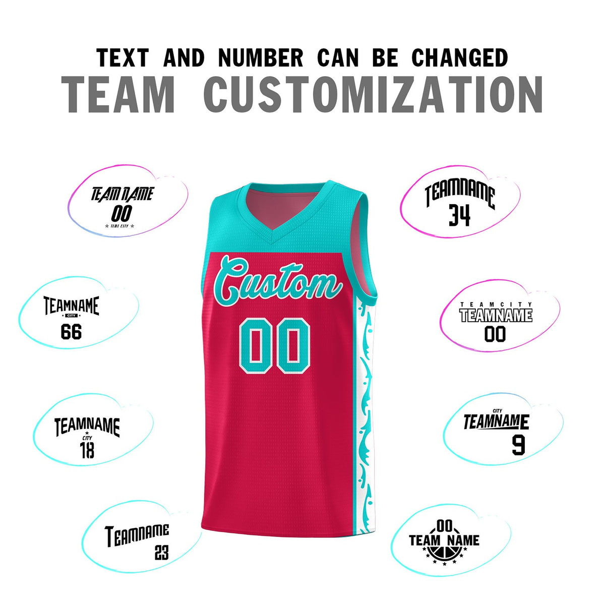 Custom Red Side Pattern Sports Uniform Basketball Jersey
