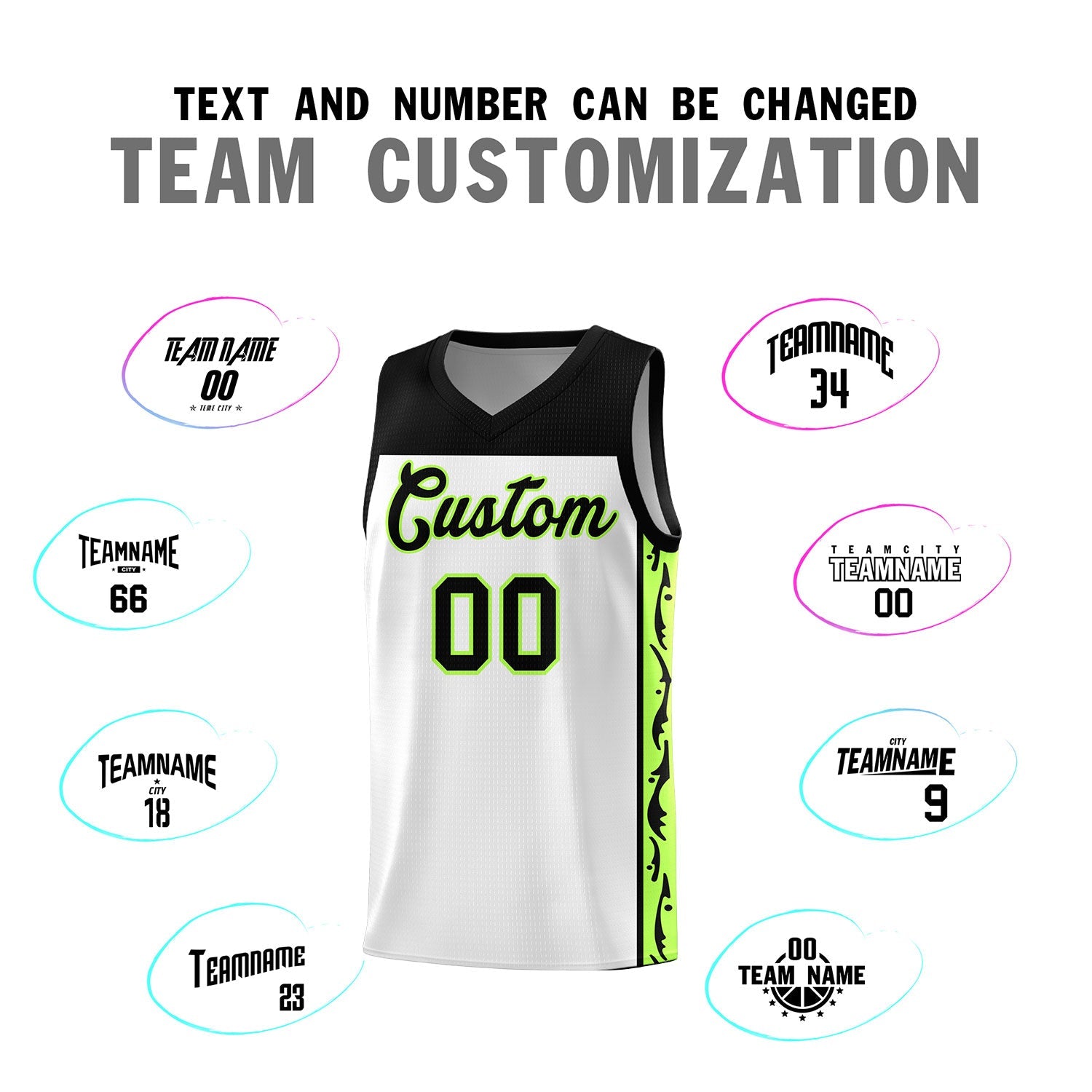 Custom White Side Pattern Sports Uniform Basketball Jersey