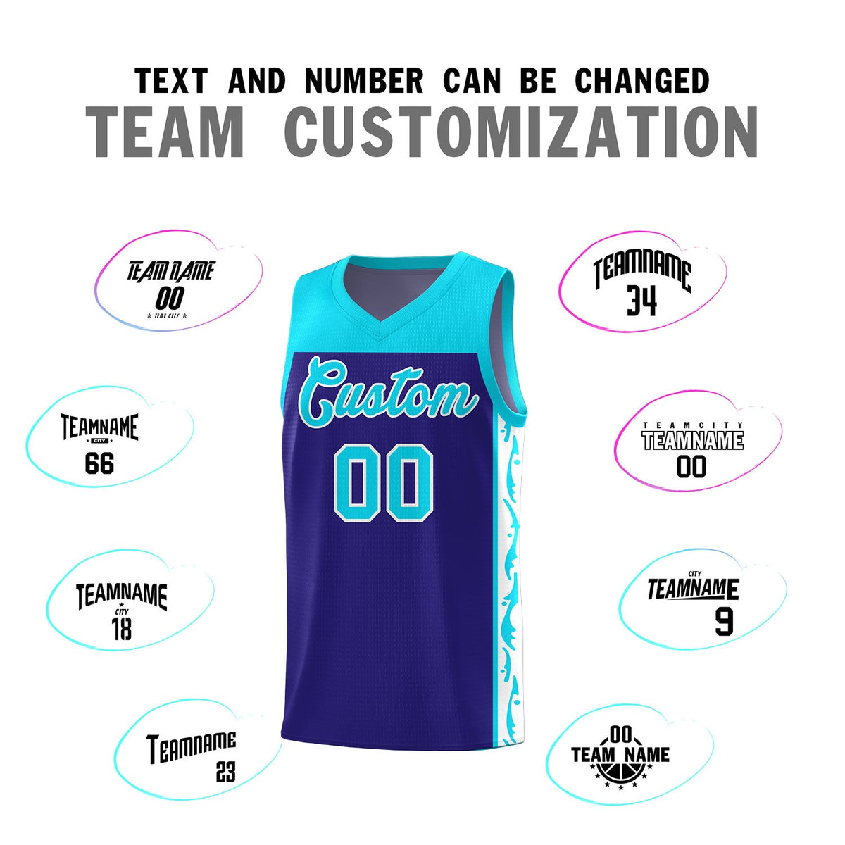 Custom Royal Side Pattern Sports Uniform Basketball Jersey