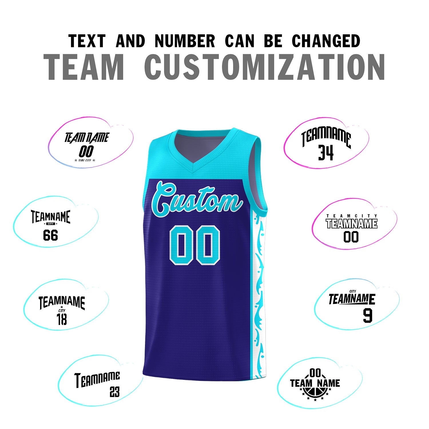 Custom Royal Side Pattern Sports Uniform Basketball Jersey