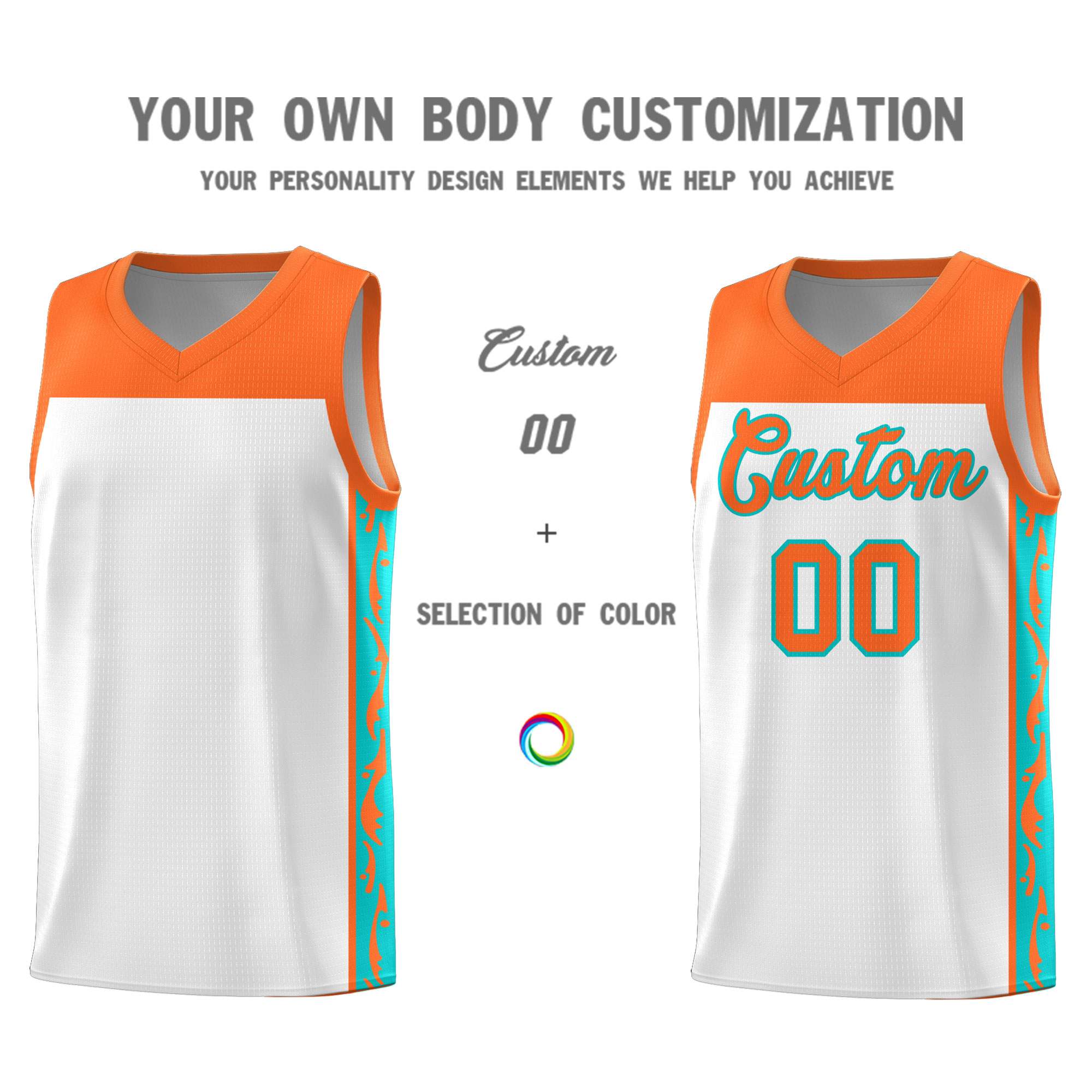 Custom White Side Pattern Sports Uniform Basketball Jersey