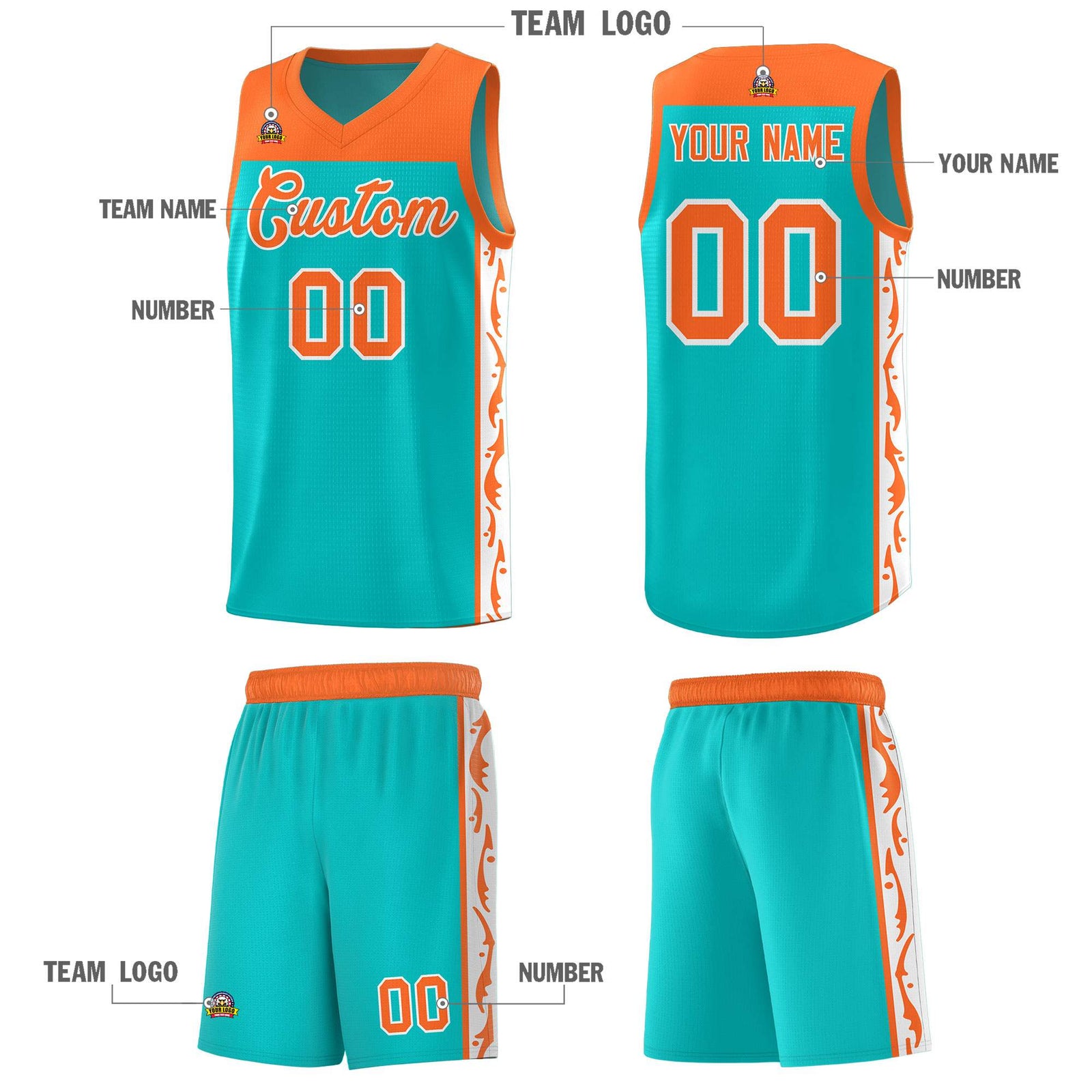 Custom Bright Green Side Pattern Sports Uniform Basketball Jersey