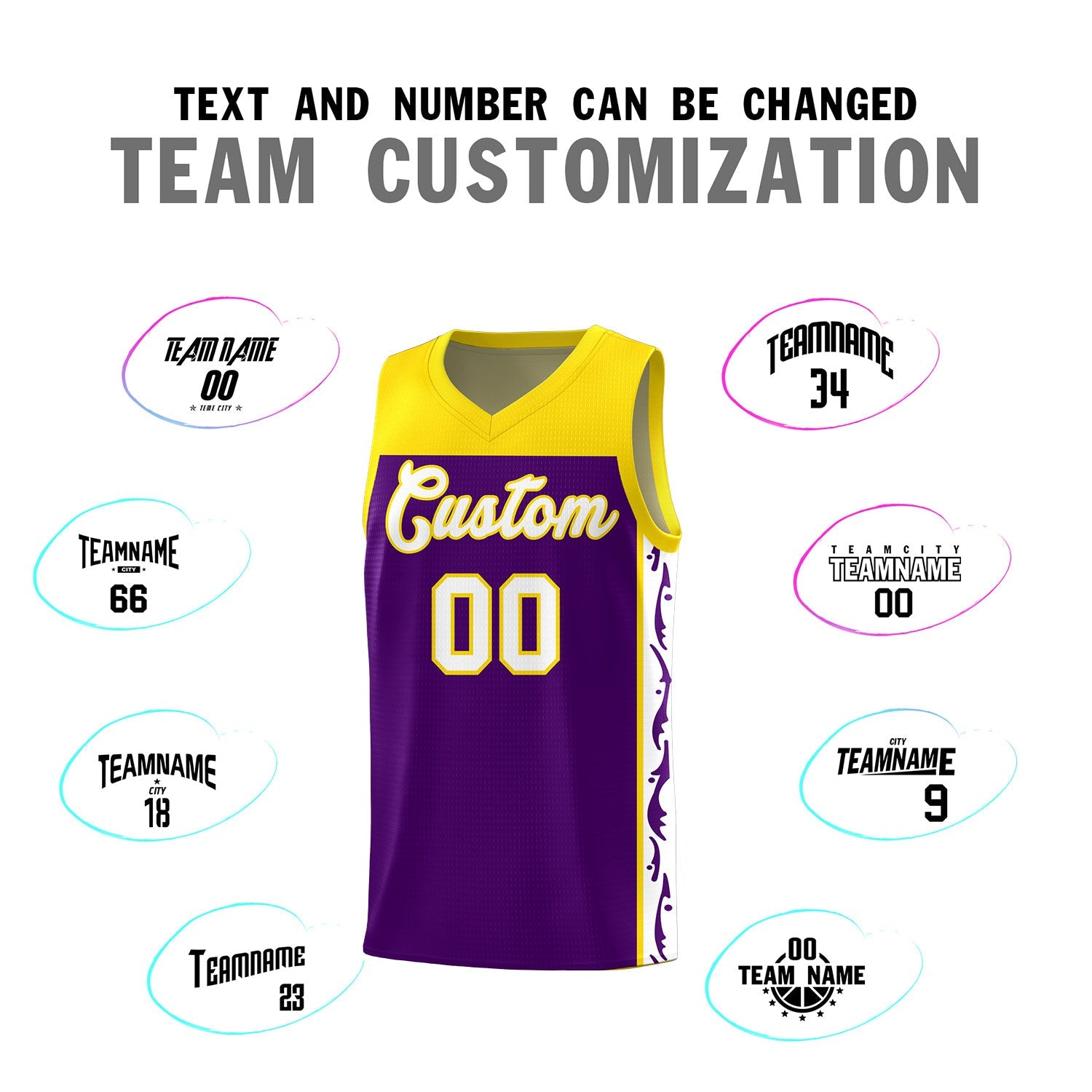 Custom Purple Side Pattern Sports Uniform Basketball Jersey