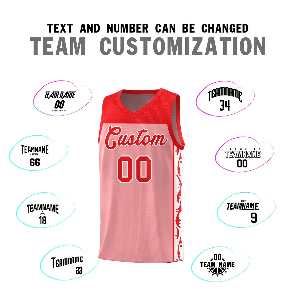 Custom Pink Side Pattern Sports Uniform Basketball Jersey