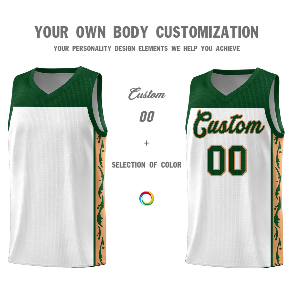 Custom White Side Pattern Sports Uniform Basketball Jersey