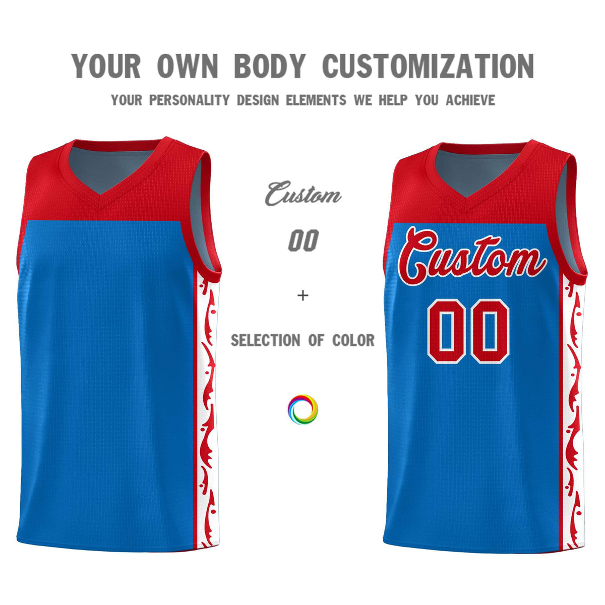 Custom Royal Side Pattern Sports Uniform Basketball Jersey
