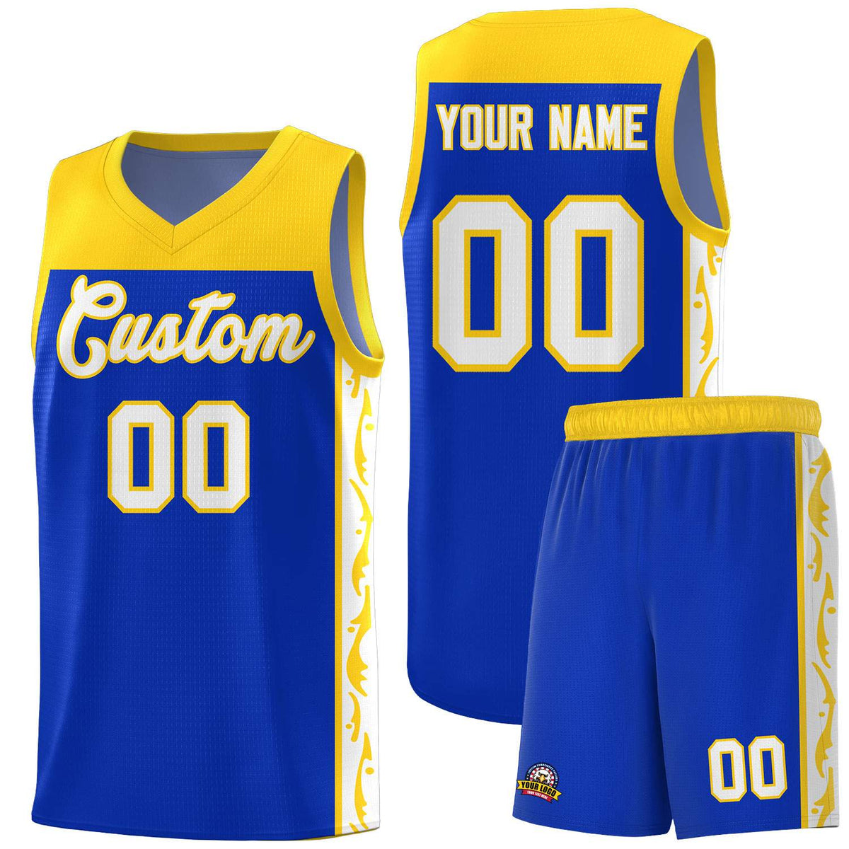 Custom Royal Side Pattern Sports Uniform Basketball Jersey