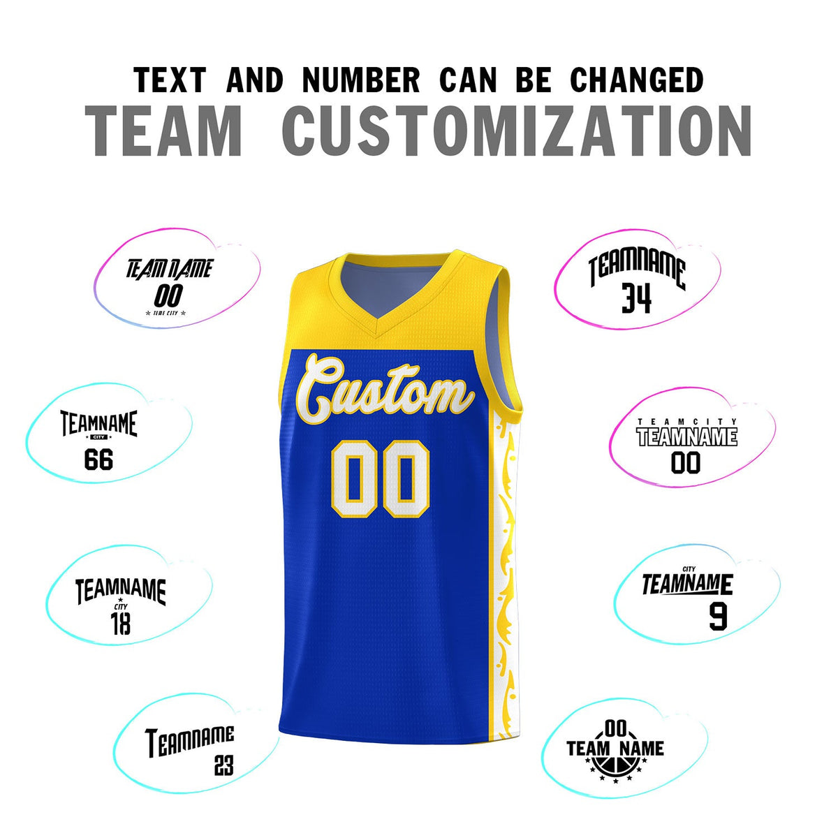 Custom Royal Side Pattern Sports Uniform Basketball Jersey