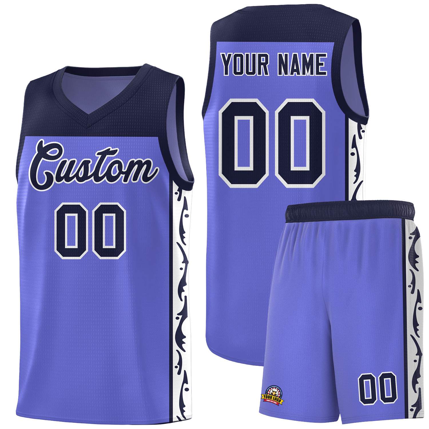 Custom Purple Side Pattern Sports Uniform Basketball Jersey