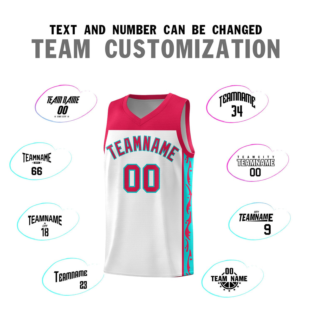 Custom White Side Pattern Sports Uniform Basketball Jersey