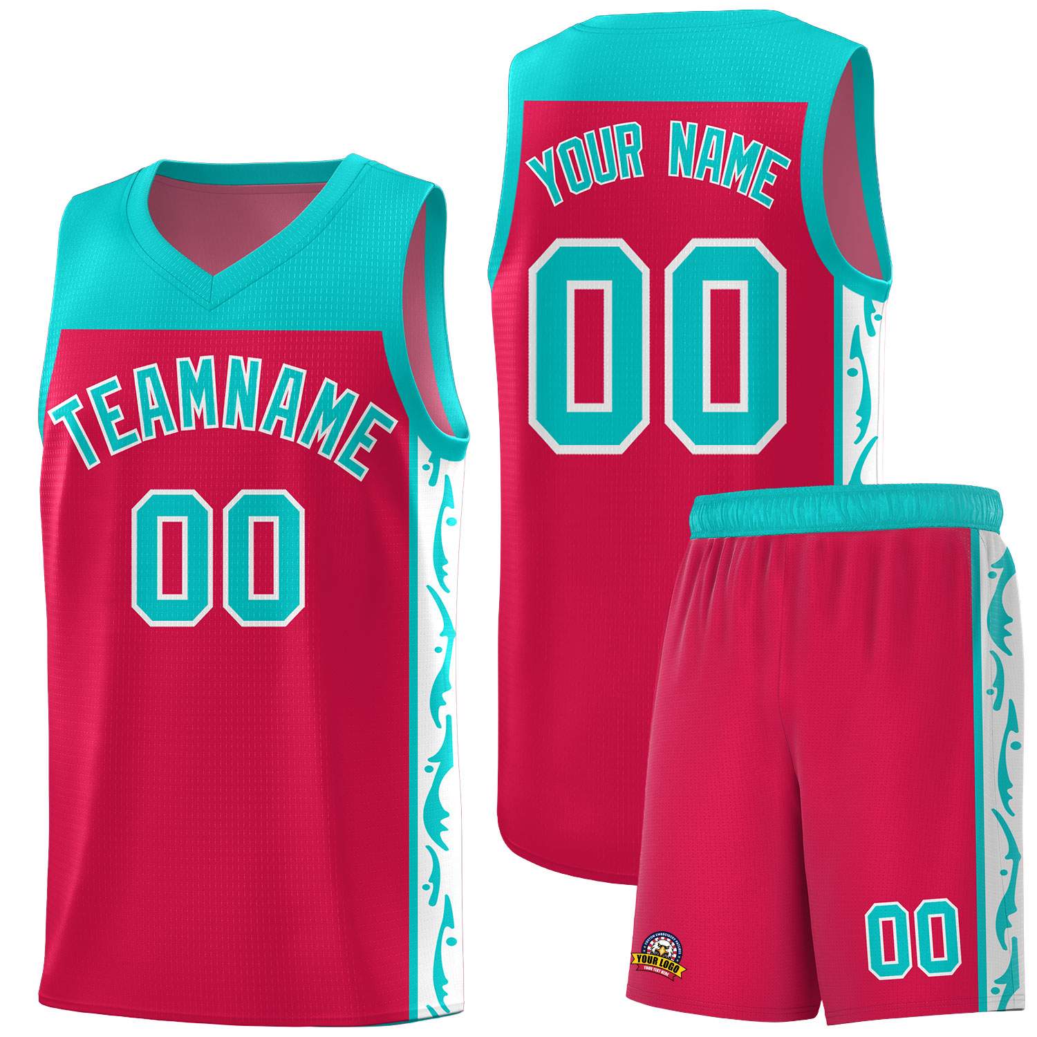 Custom Red Side Pattern Sports Uniform Basketball Jersey
