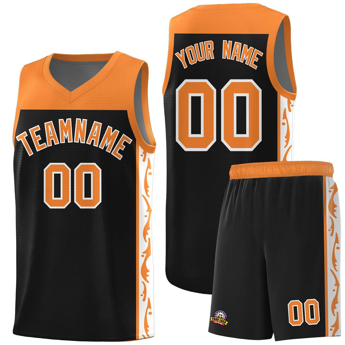 Custom Black Side Pattern Sports Uniform Basketball Jersey