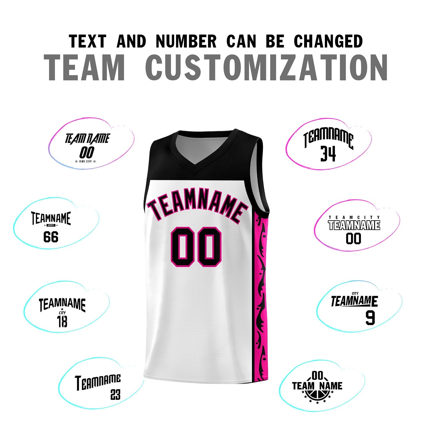 Custom White Side Pattern Sports Uniform Basketball Jersey