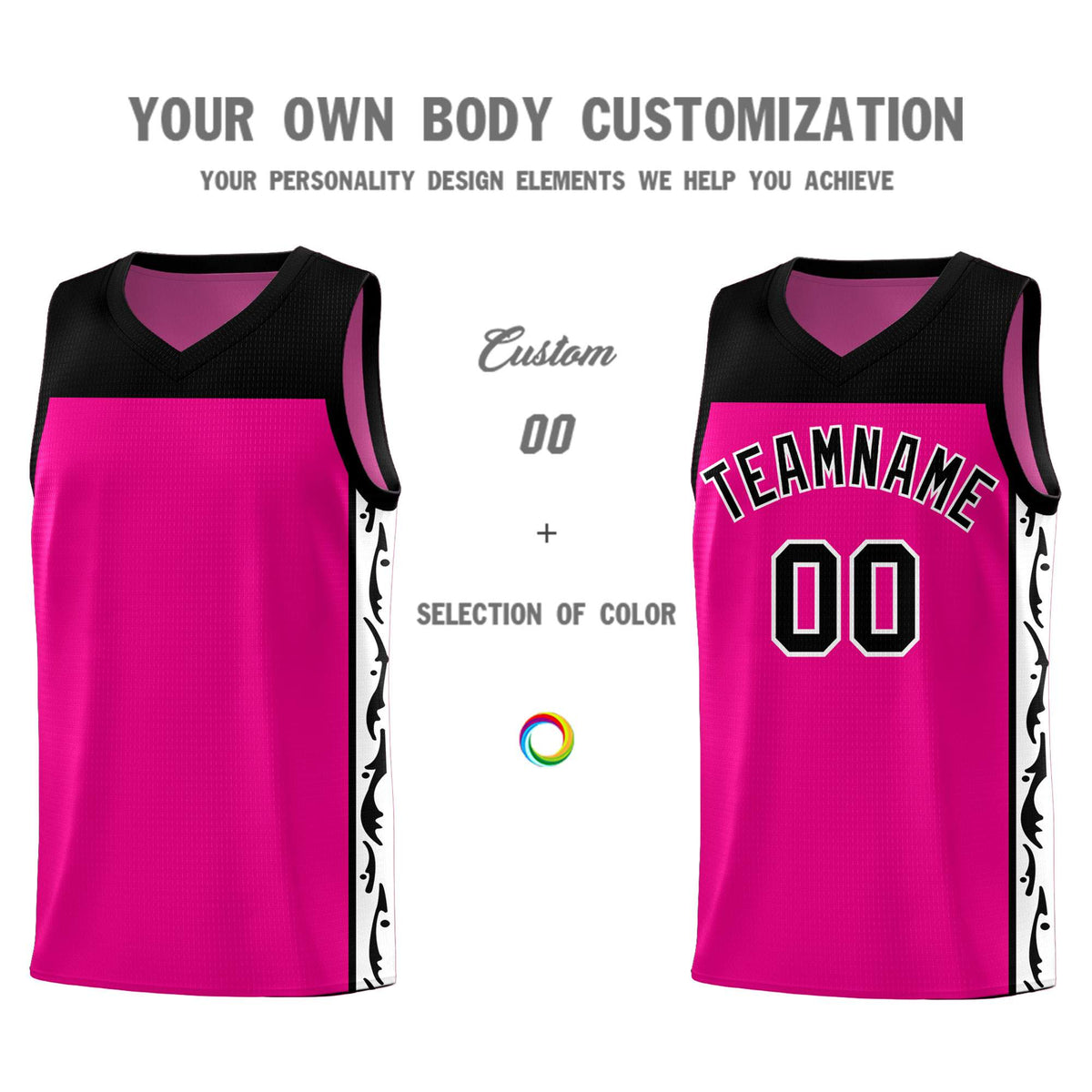 Custom Red Side Pattern Sports Uniform Basketball Jersey