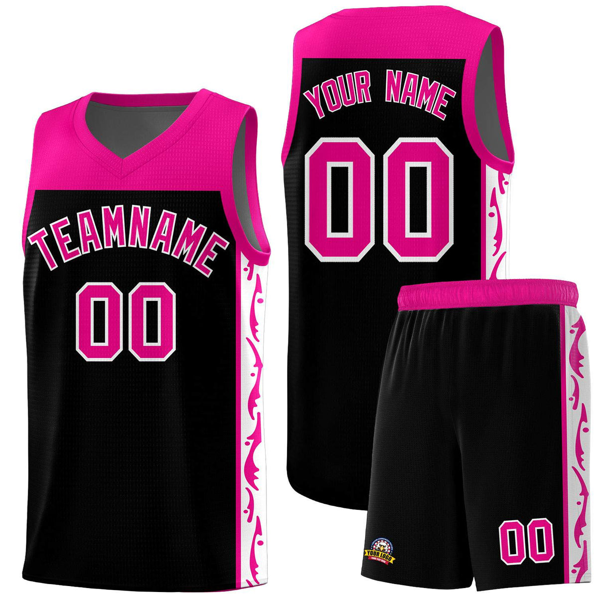 Custom Black Side Pattern Sports Uniform Basketball Jersey