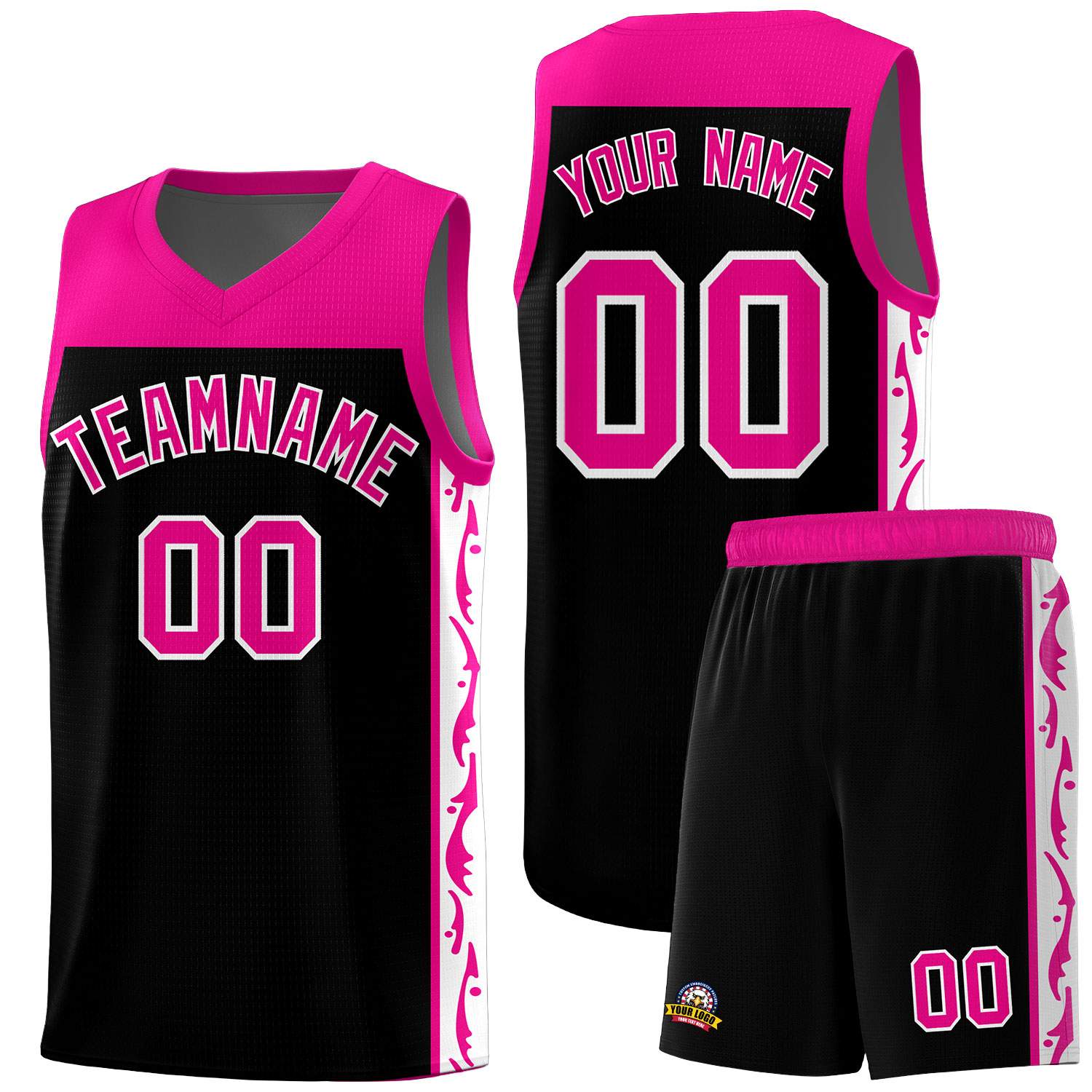 Custom Black Side Pattern Sports Uniform Basketball Jersey