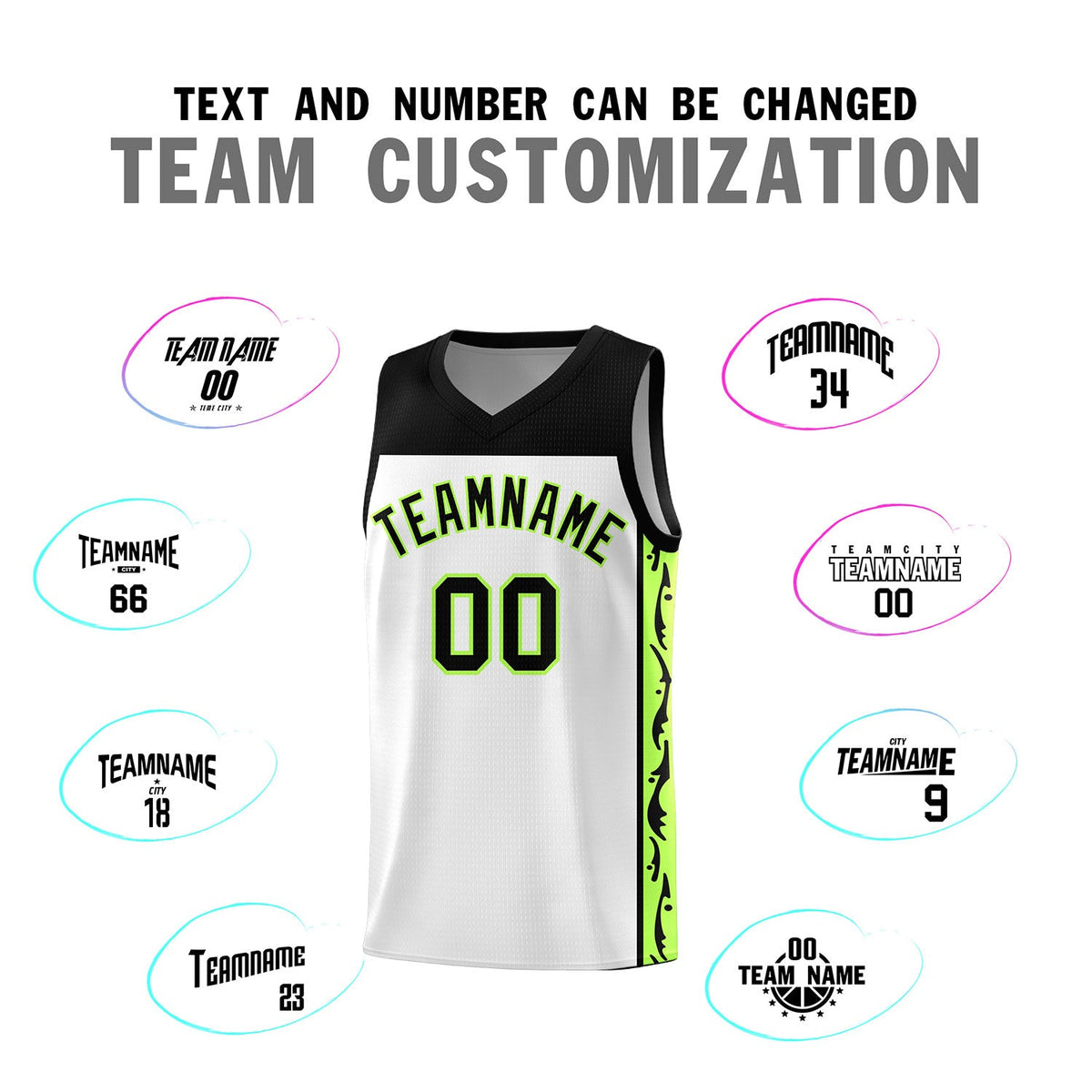 Custom White Side Pattern Sports Uniform Basketball Jersey