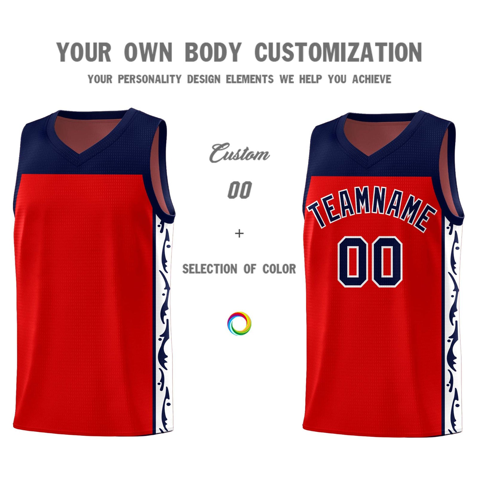 Custom Red Side Pattern Sports Uniform Basketball Jersey