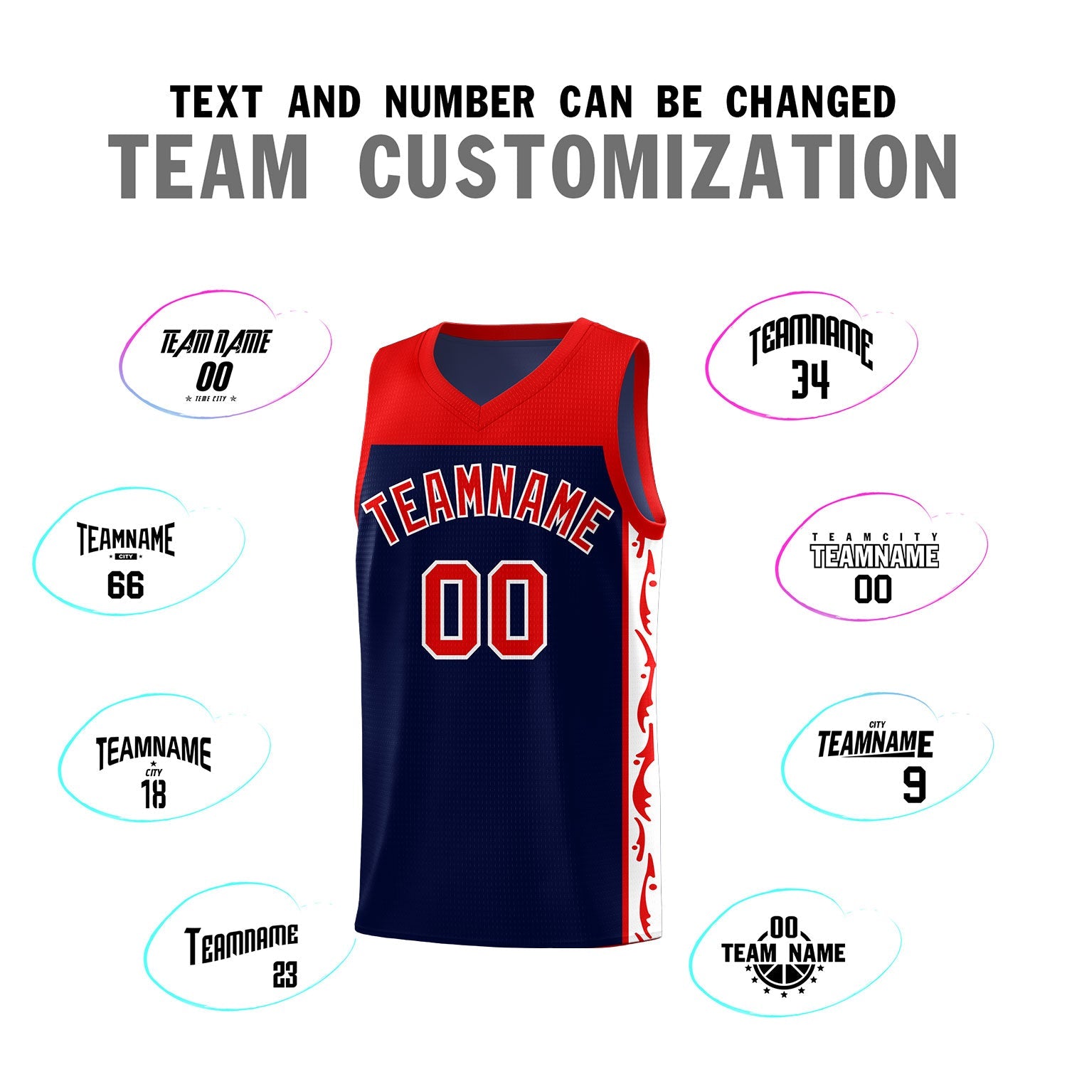 Custom Navy Side Pattern Sports Uniform Basketball Jersey