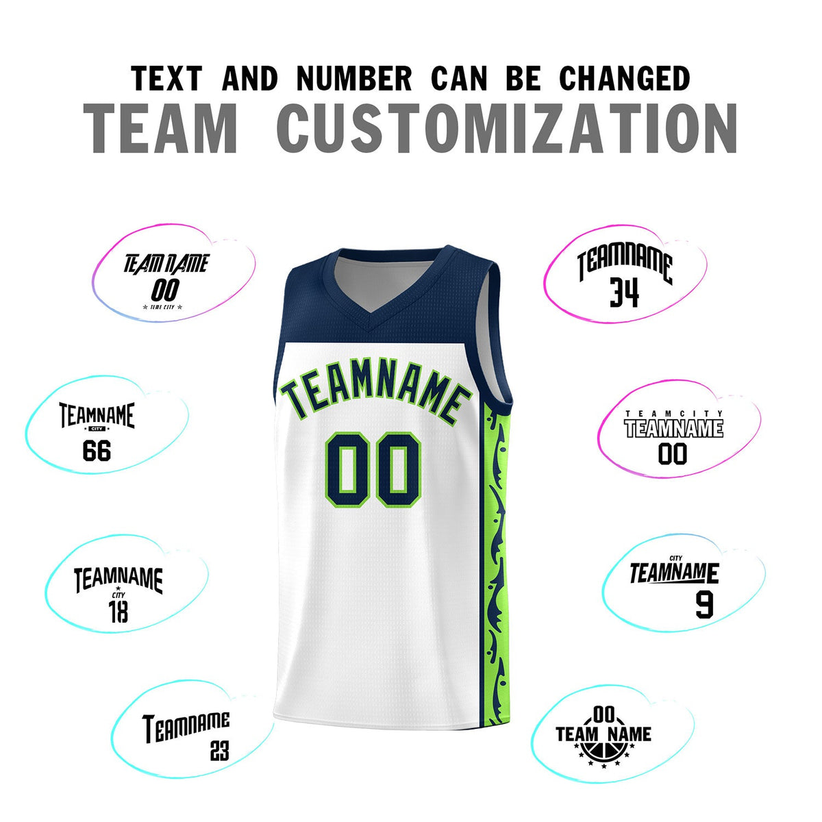 Custom White Side Pattern Sports Uniform Basketball Jersey
