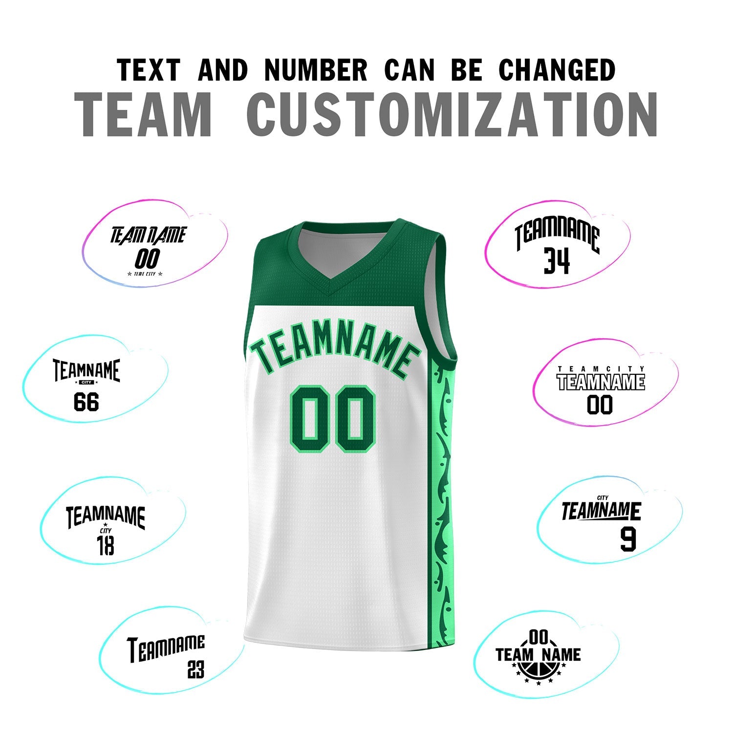 Custom White Side Pattern Sports Uniform Basketball Jersey