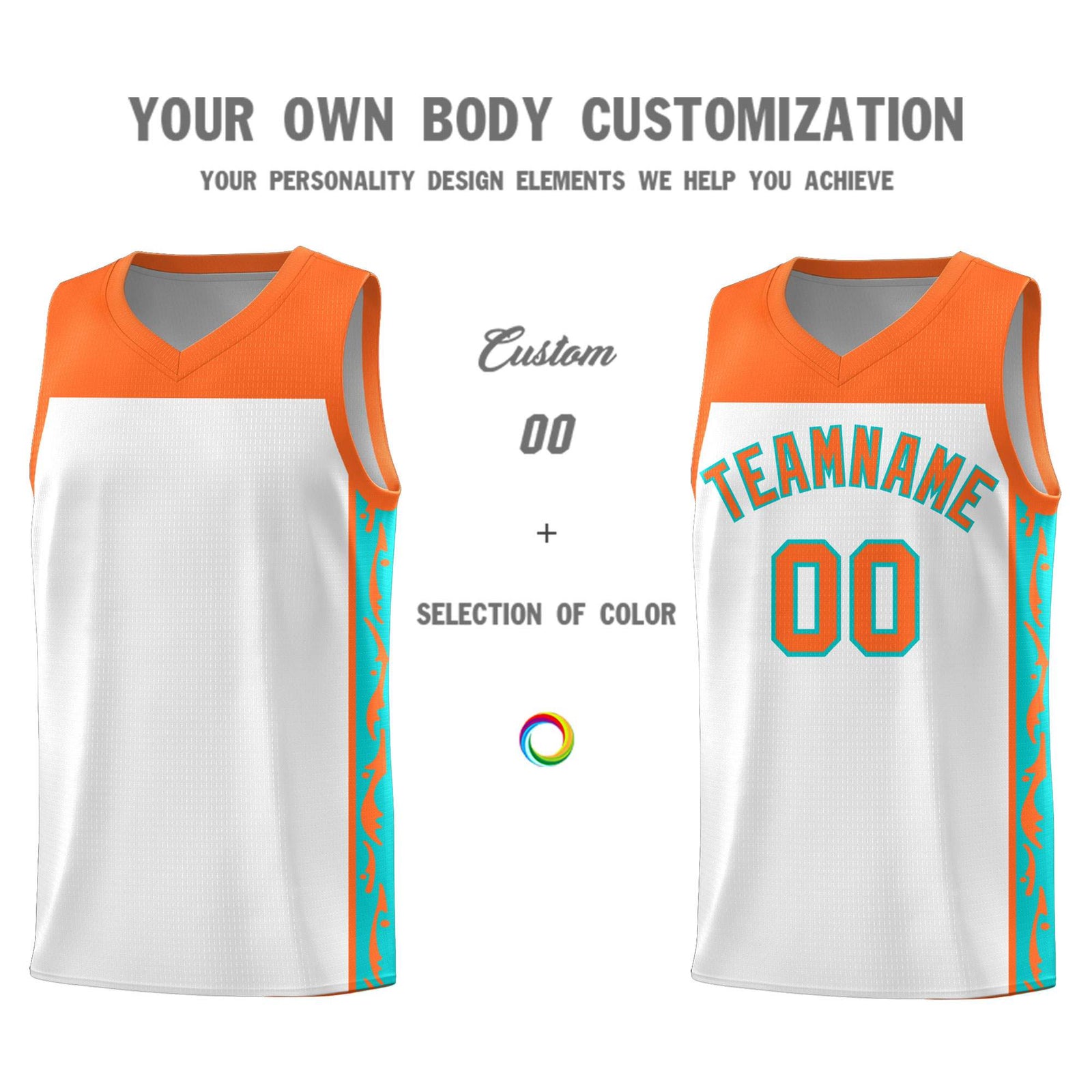 Custom White Side Pattern Sports Uniform Basketball Jersey