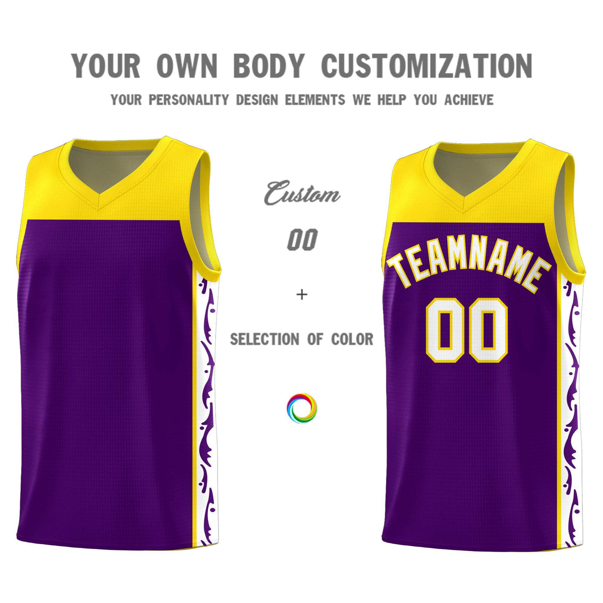 Custom Purple Side Pattern Sports Uniform Basketball Jersey