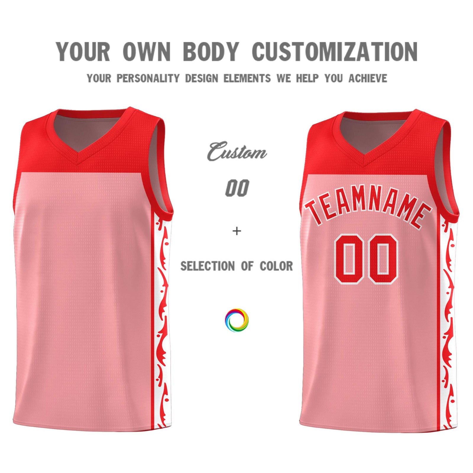 Custom Pink Side Pattern Sports Uniform Basketball Jersey