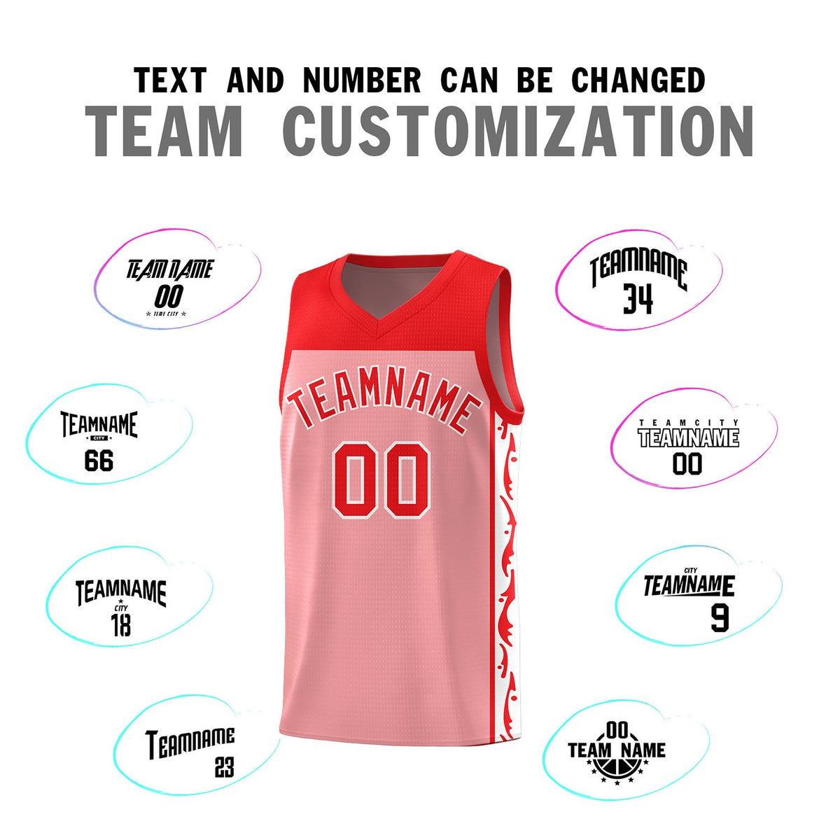 Custom Pink Side Pattern Sports Uniform Basketball Jersey
