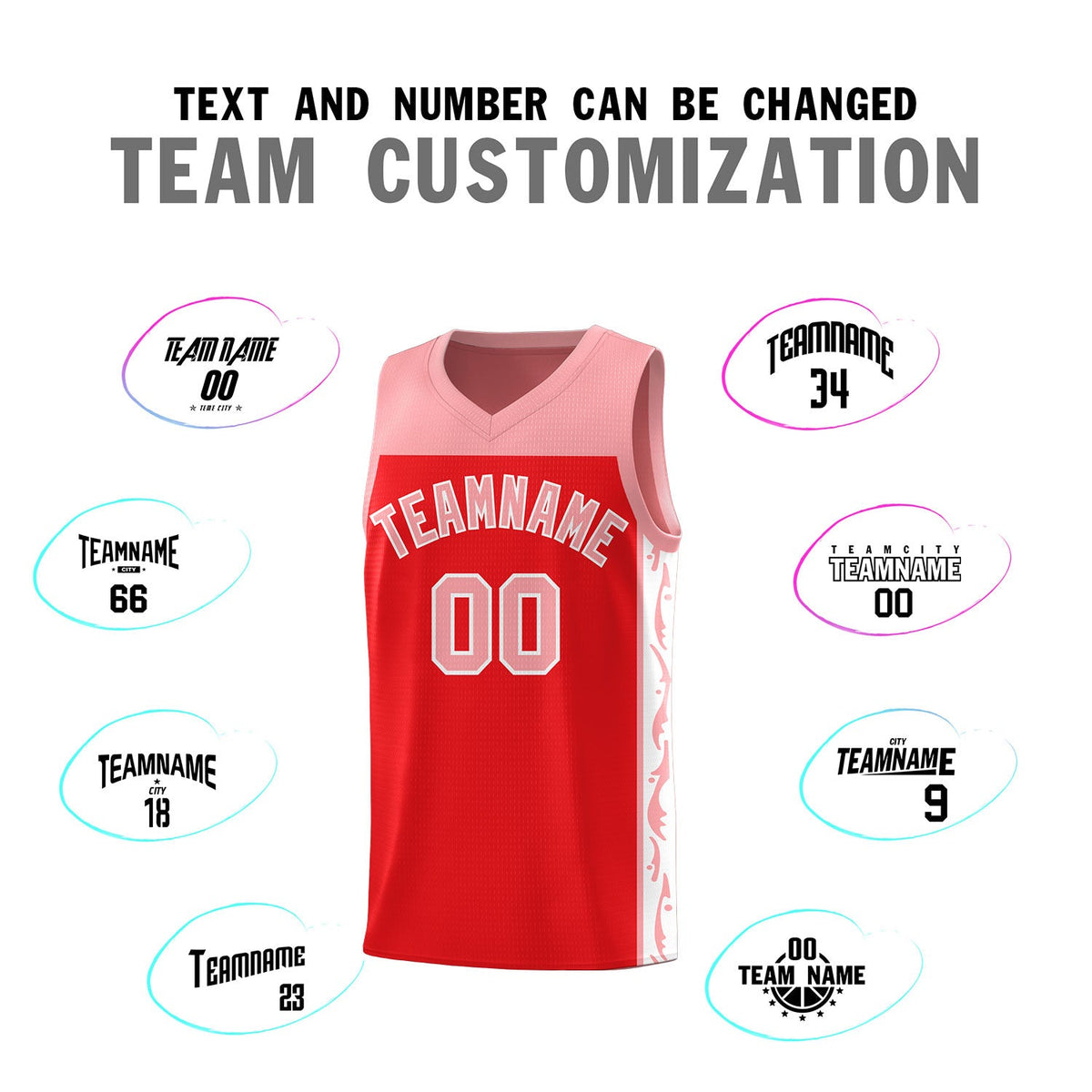 Custom Red Side Pattern Sports Uniform Basketball Jersey