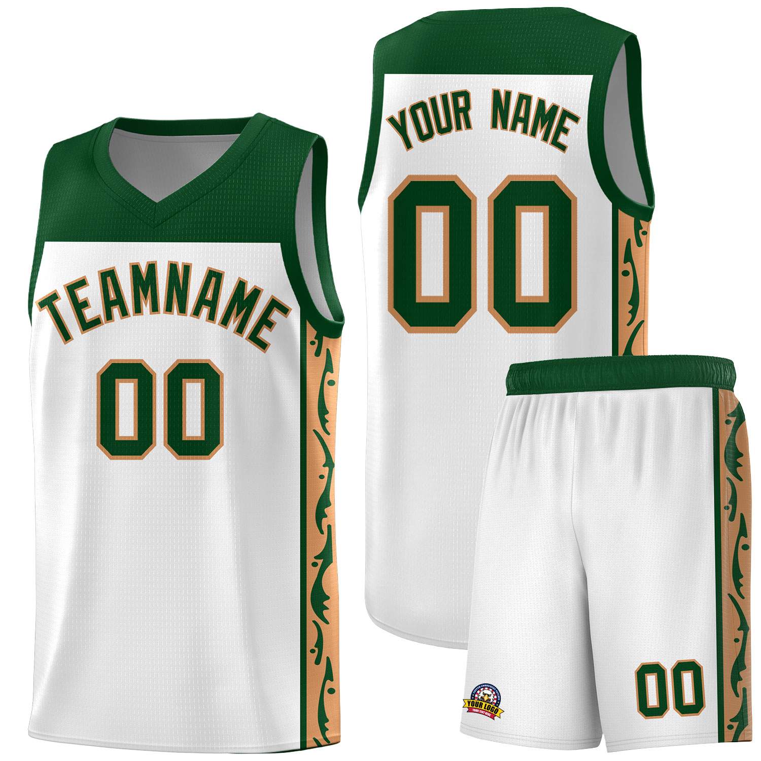 Custom White Side Pattern Sports Uniform Basketball Jersey