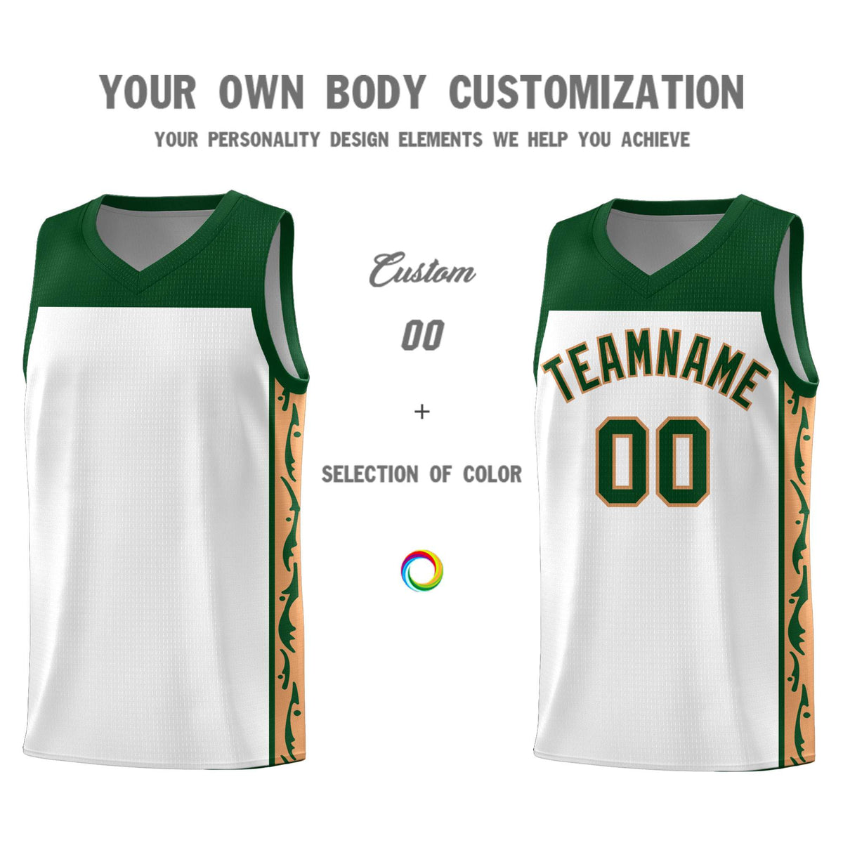 Custom White Side Pattern Sports Uniform Basketball Jersey