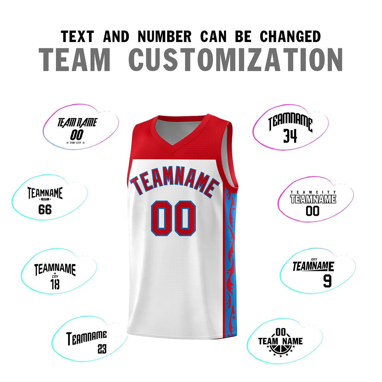 Custom White Side Pattern Sports Uniform Basketball Jersey