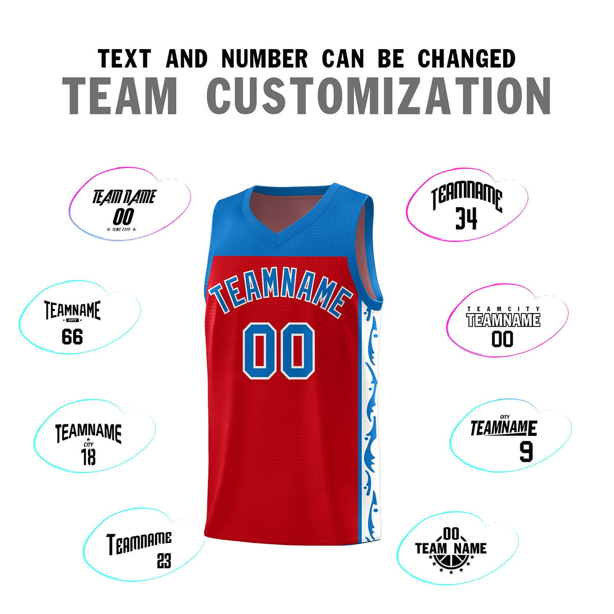 Custom Red Side Pattern Sports Uniform Basketball Jersey