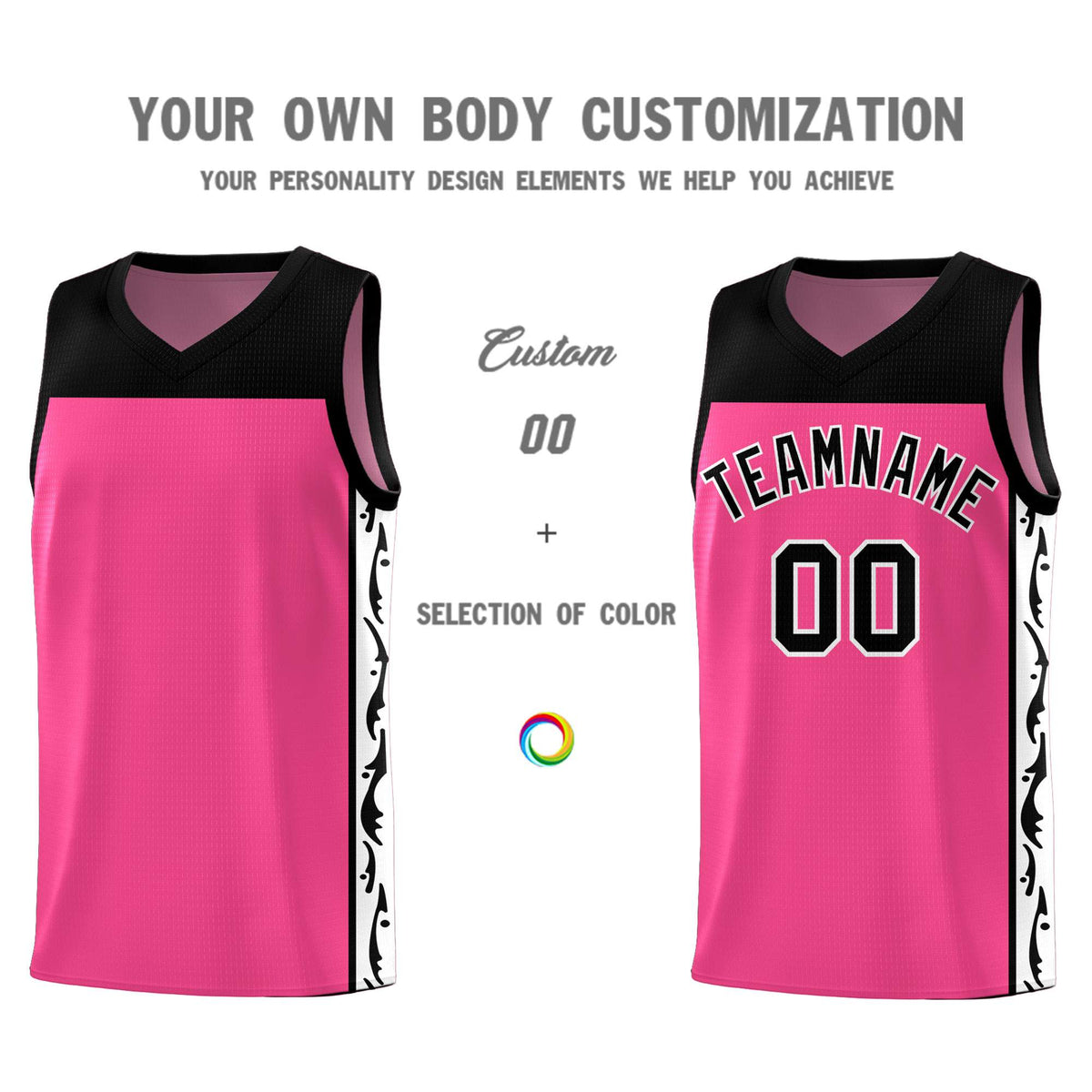 Custom Pink Side Pattern Sports Uniform Basketball Jersey