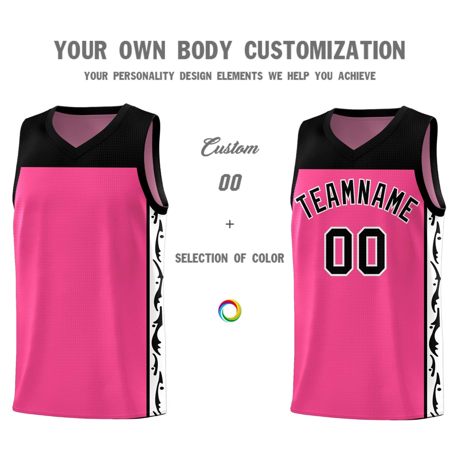 Custom Pink Side Pattern Sports Uniform Basketball Jersey