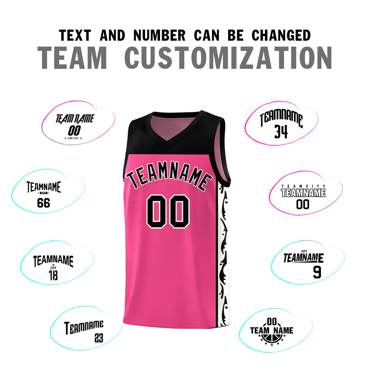 Custom Pink Side Pattern Sports Uniform Basketball Jersey