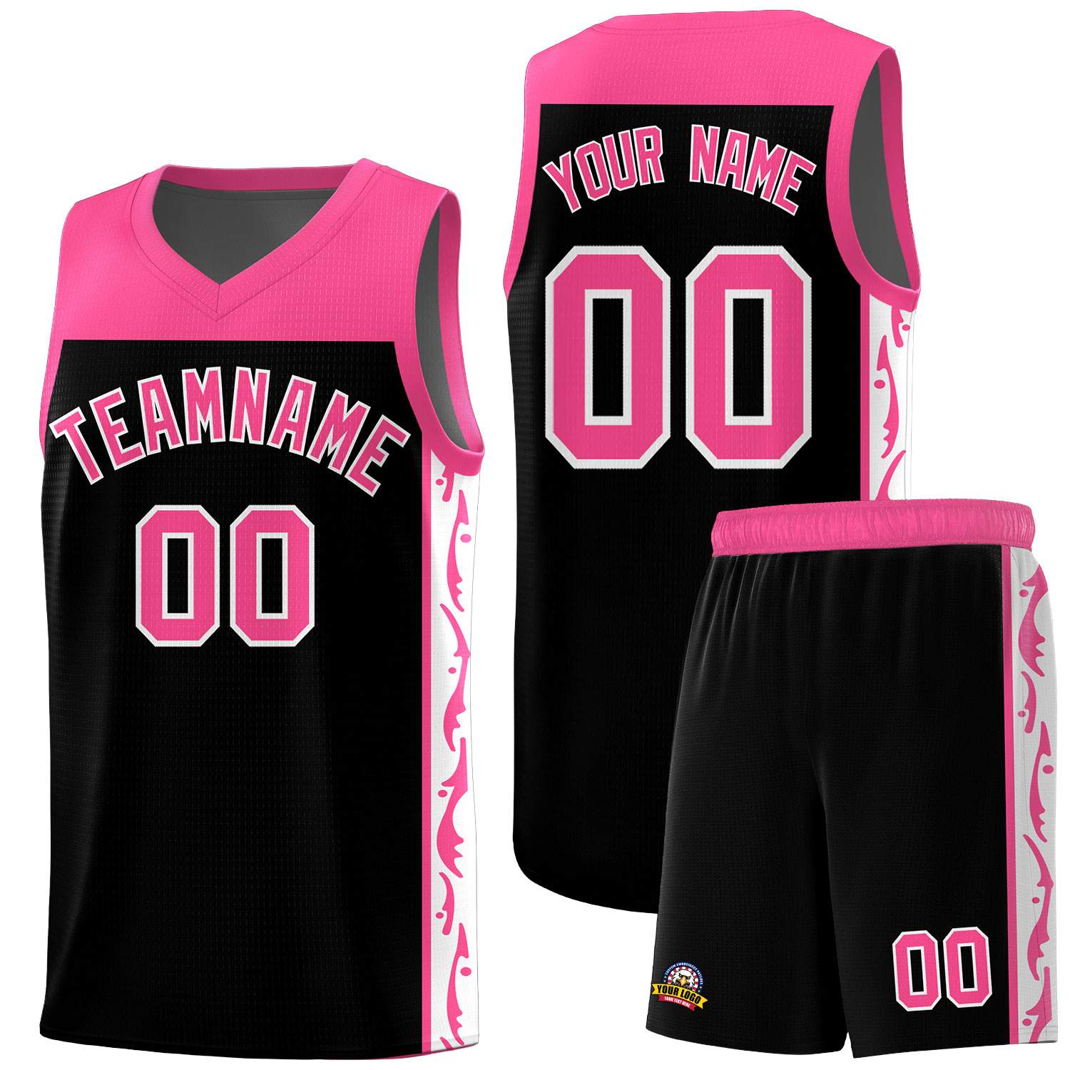 Custom Black Side Pattern Sports Uniform Basketball Jersey