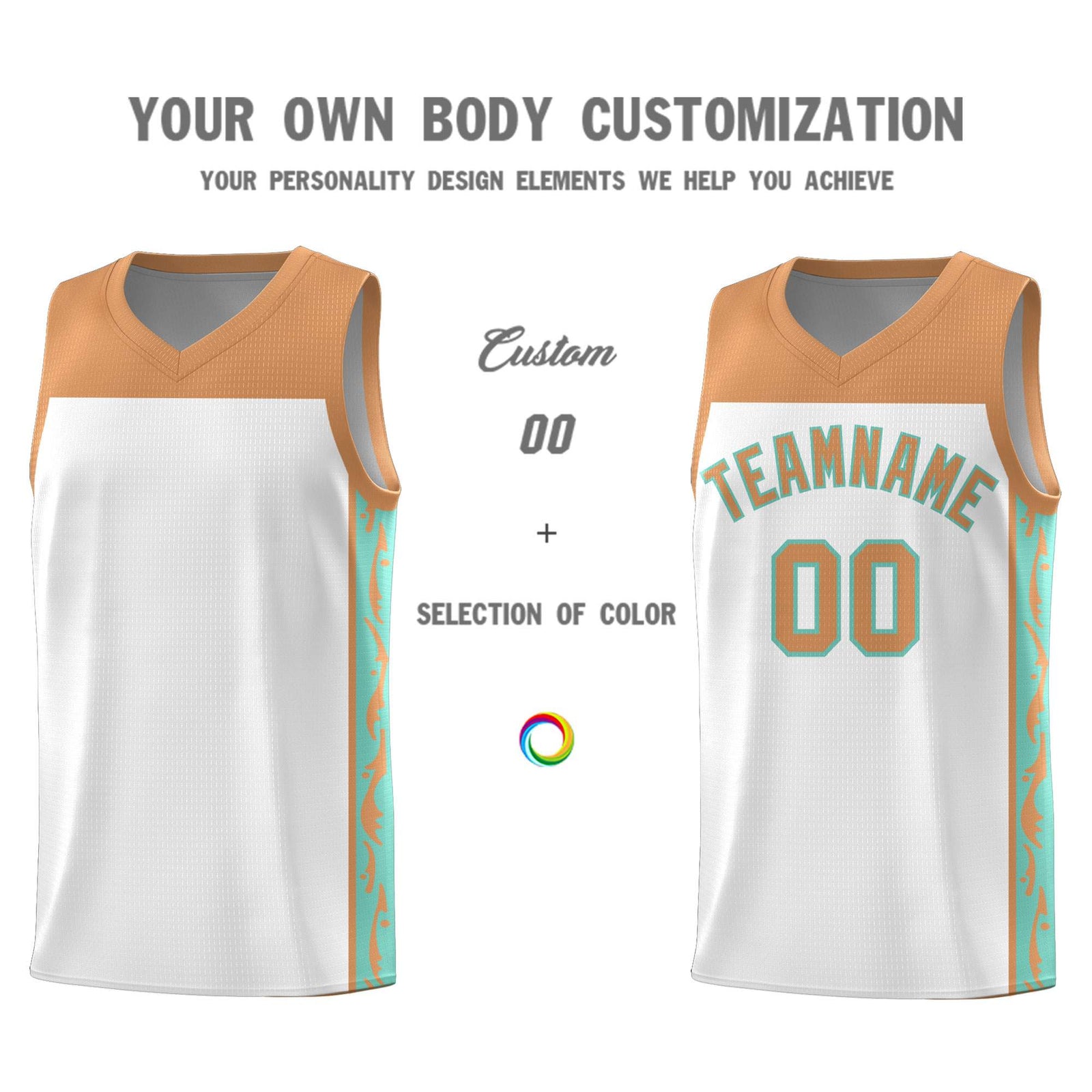 Custom White Side Pattern Sports Uniform Basketball Jersey