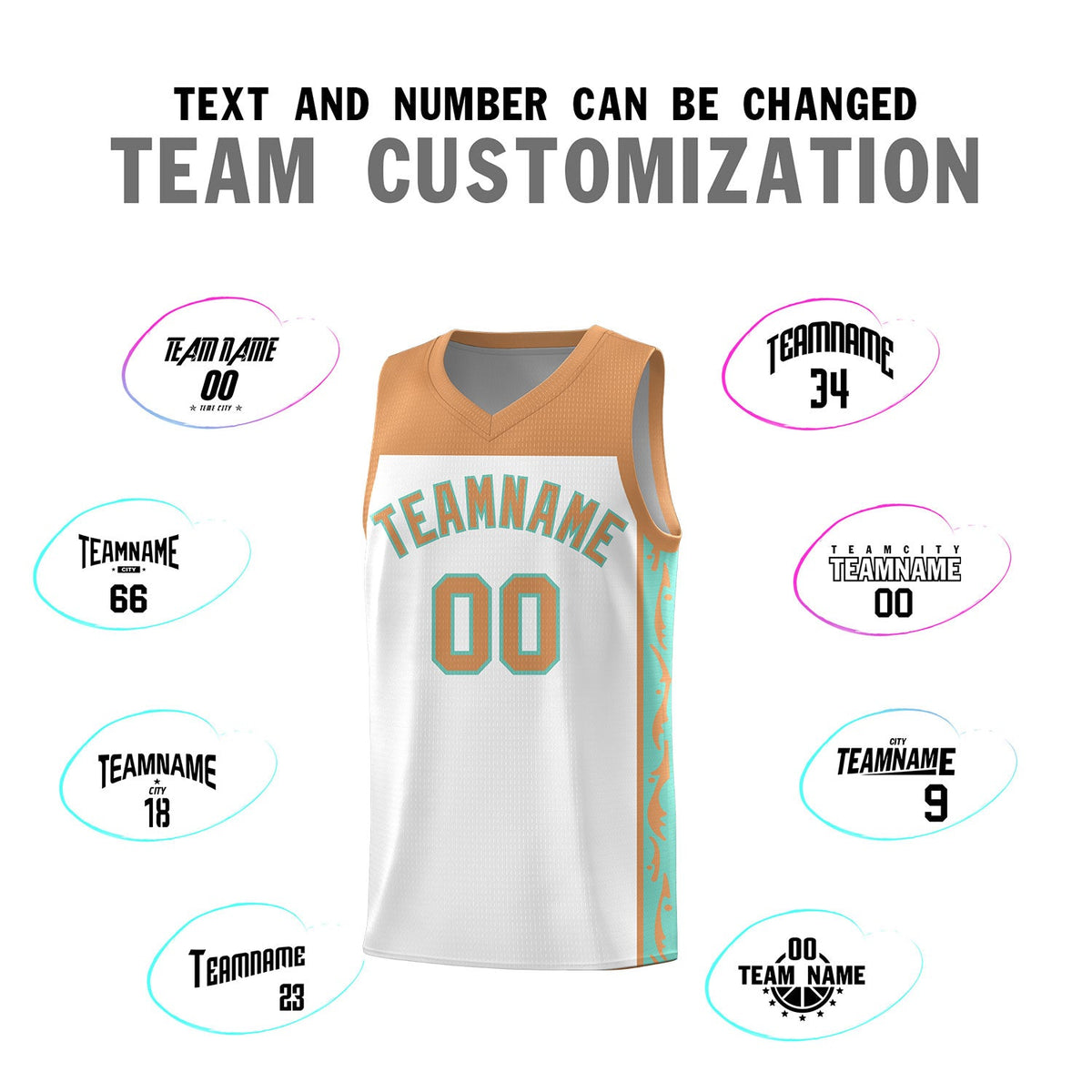 Custom White Side Pattern Sports Uniform Basketball Jersey