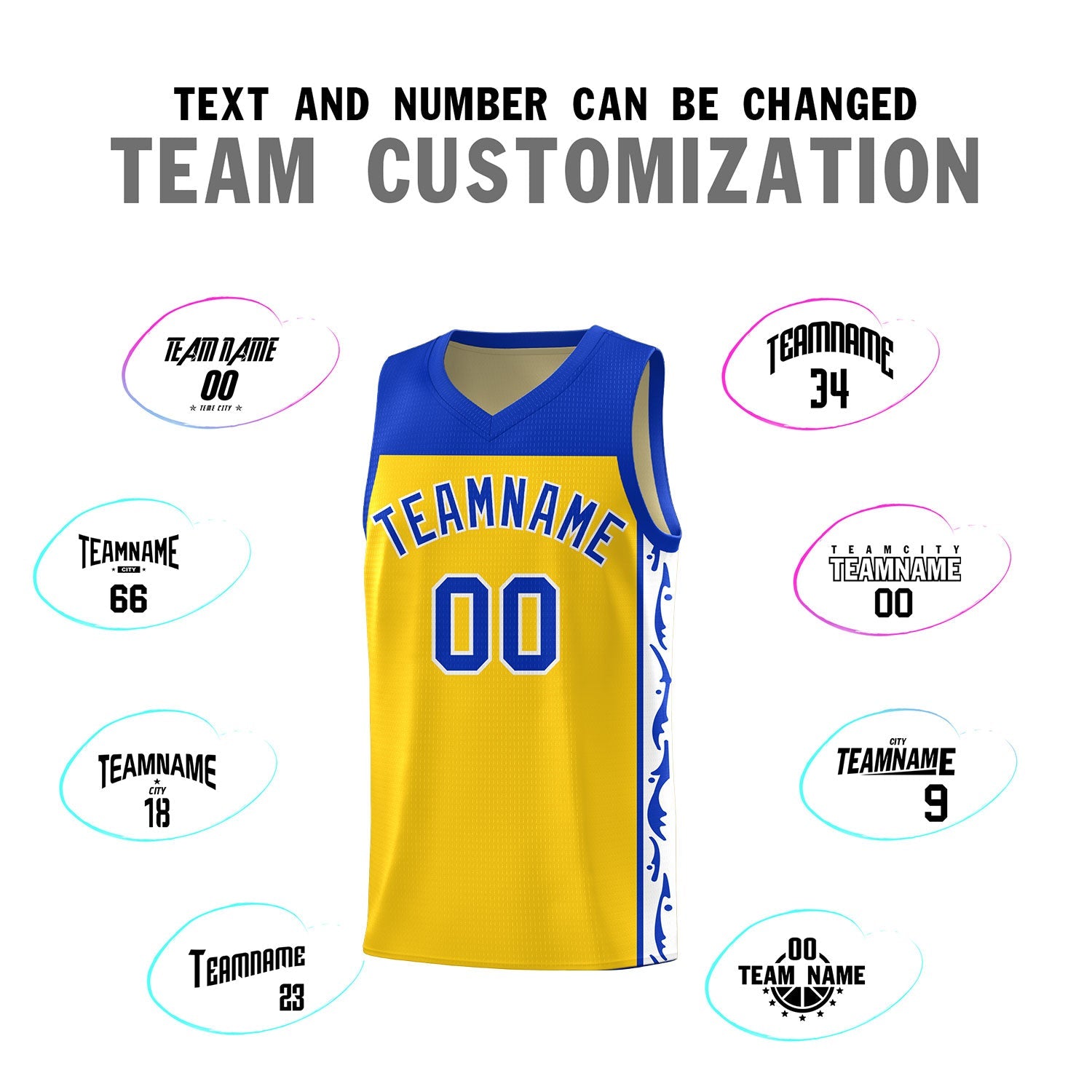 Custom Gold Side Pattern Sports Uniform Basketball Jersey