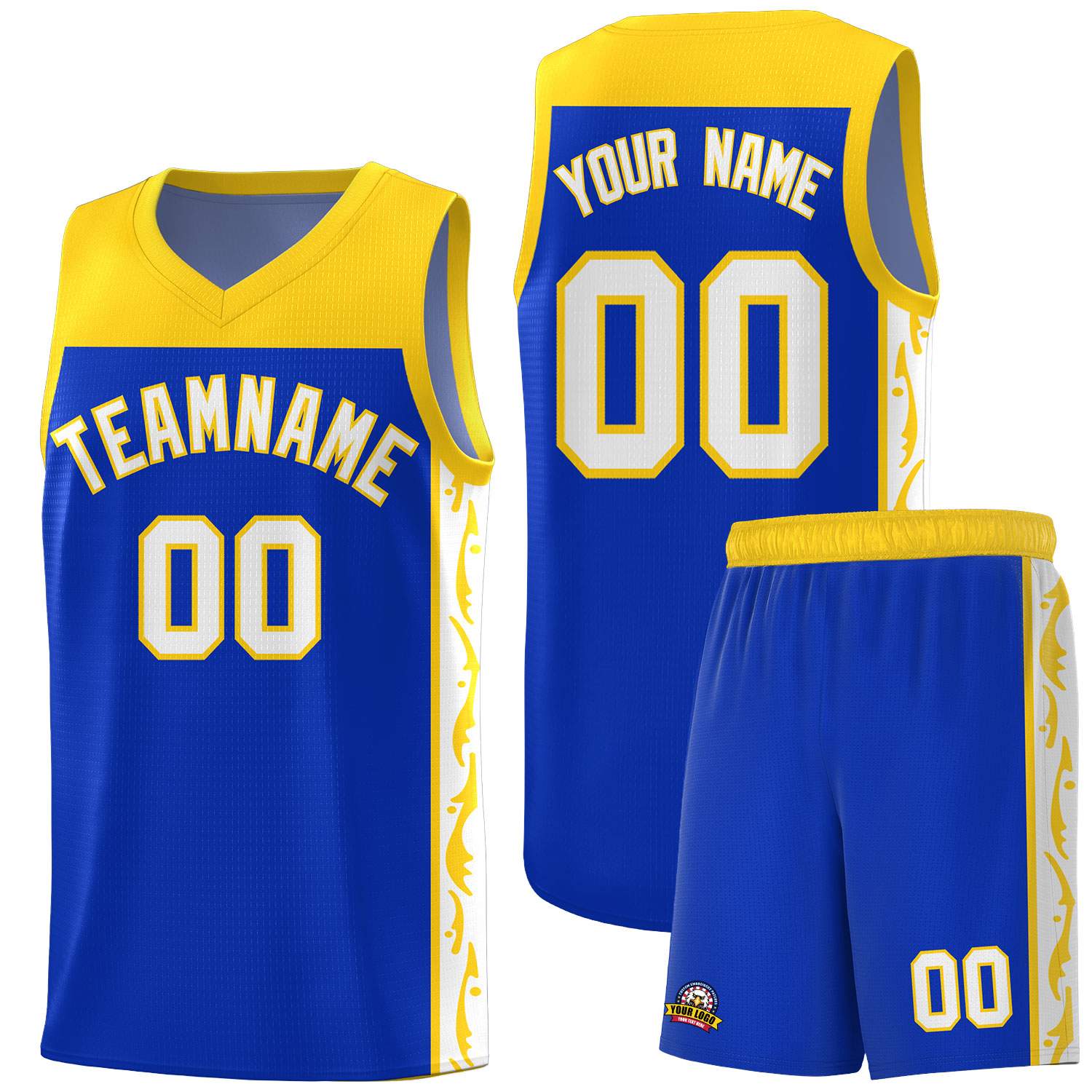 Custom Royal Side Pattern Sports Uniform Basketball Jersey