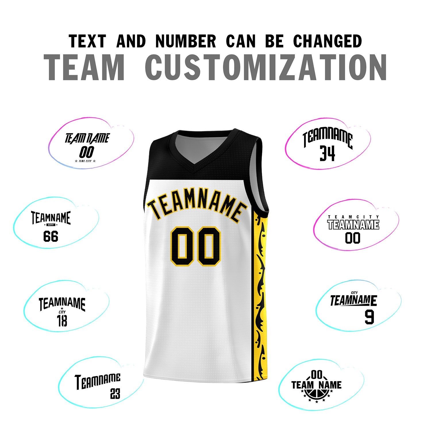 Custom White Side Pattern Sports Uniform Basketball Jersey